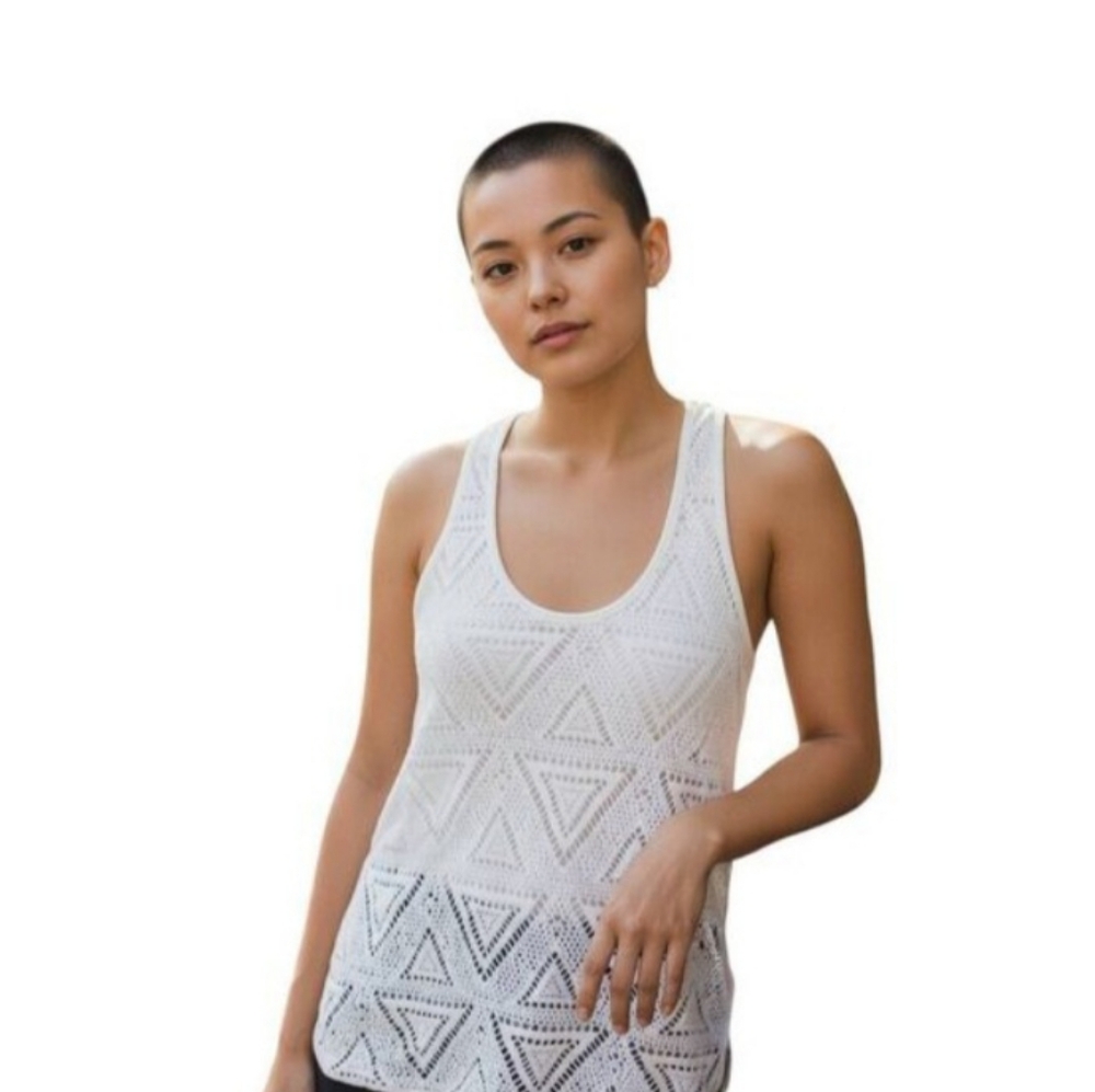 AEROPOSTALE WHITE MESH TRIANGLE DESIGN TANK TOP SZ.S GUC.